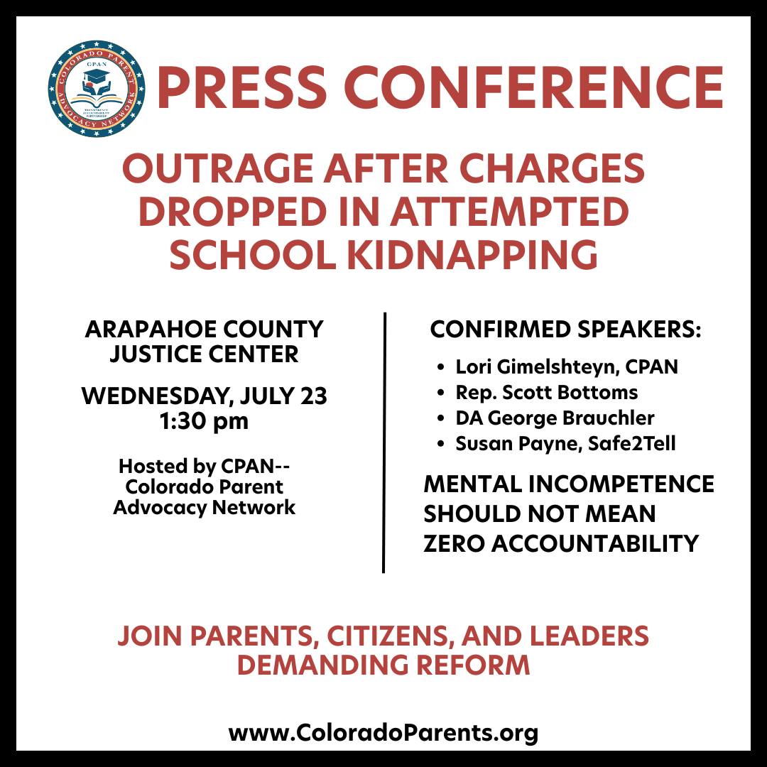 ScottBottomsCO's tweet image. 🚨 PRESS CONFERENCE 7/23/25: An 11-year-old was nearly abducted during recess. Clear surveillance footage shows a registered sex offender as the suspect, yet the Arapahoe County DA dropped all charges, citing "mental incompetence." Join me tomorrow to Reclaim Colorado!