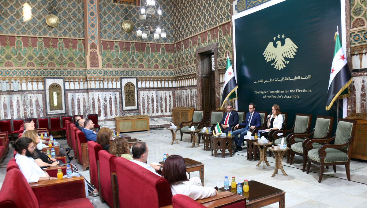 nivcalderon's tweet image. In a meeting with a delegation from the Christian civil society in Syria, the People's Assembly Elections Committee discussed proposals regarding the formulation of the electoral system, with a focus on transparency and fair representation for women and youth.
