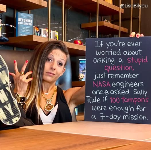 PamelaApostolo1's tweet image. Shows you how much men know about women...
In 1983, Sally Ride became the first American woman to fly in space.
Before her mission, NASA engineers (all men) asked if 100 tampons would be enough…for a 7-day trip.
They weren’t being malicious; they just had no bloody clue.