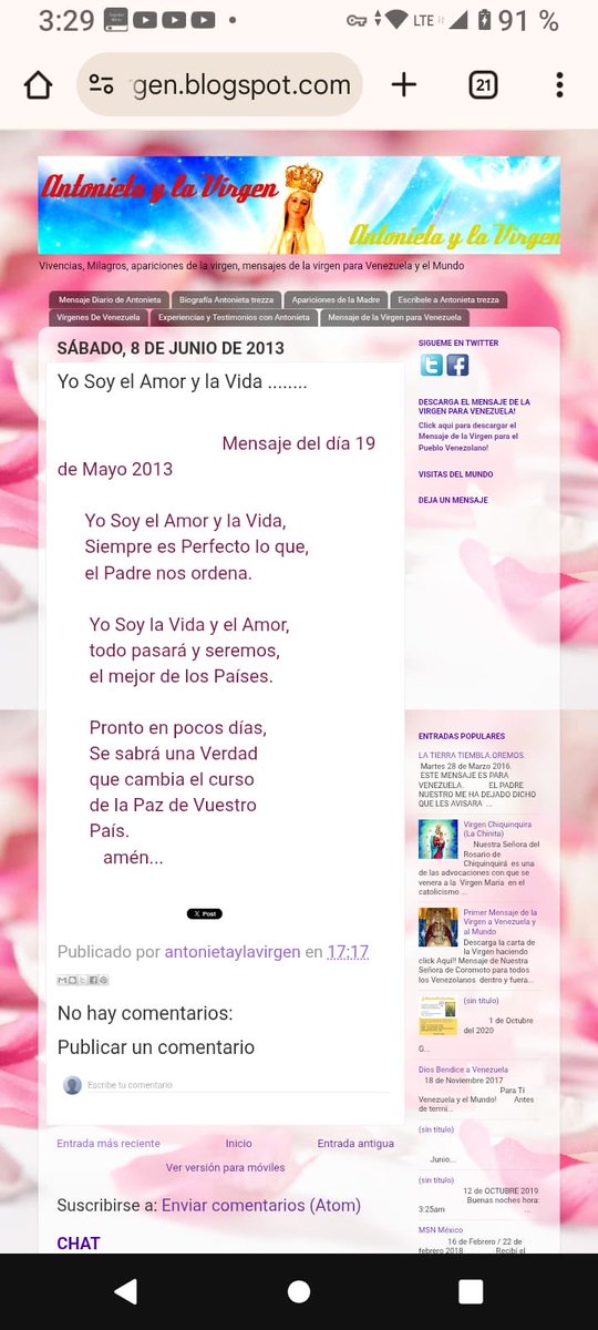 LibelulaVenez50's tweet image. @antonietaylavirgen.blogspot.com , allí puedes leer todos los mensajes
