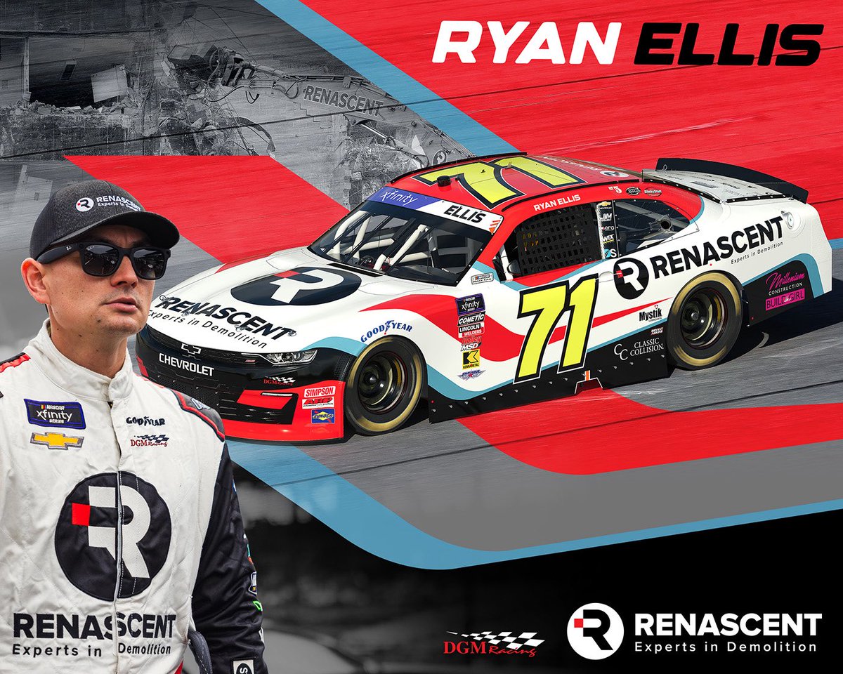 DGM Racing (@dgmracingfl) on Twitter photo NEWS: Renascent Demolition, experts in commercial and industrial demolition, rejoins forces with <a href="/ryanellisracing/">Ryan Ellis</a> for this weekend’s race at Indianapolis Motor Speedway! 🚧
#NASCAR | <a href="/TeamChevy/">Chevrolet Motorsports</a> | #DGMxJim | #Pennzoil250 NEWS: Renascent Demolition, experts in commercial and industrial demolition, rejoins forces with <a href="/ryanellisracing/">Ryan Ellis</a> for this weekend’s race at Indianapolis Motor Speedway! 🚧
#NASCAR | <a href="/TeamChevy/">Chevrolet Motorsports</a> | #DGMxJim | #Pennzoil250