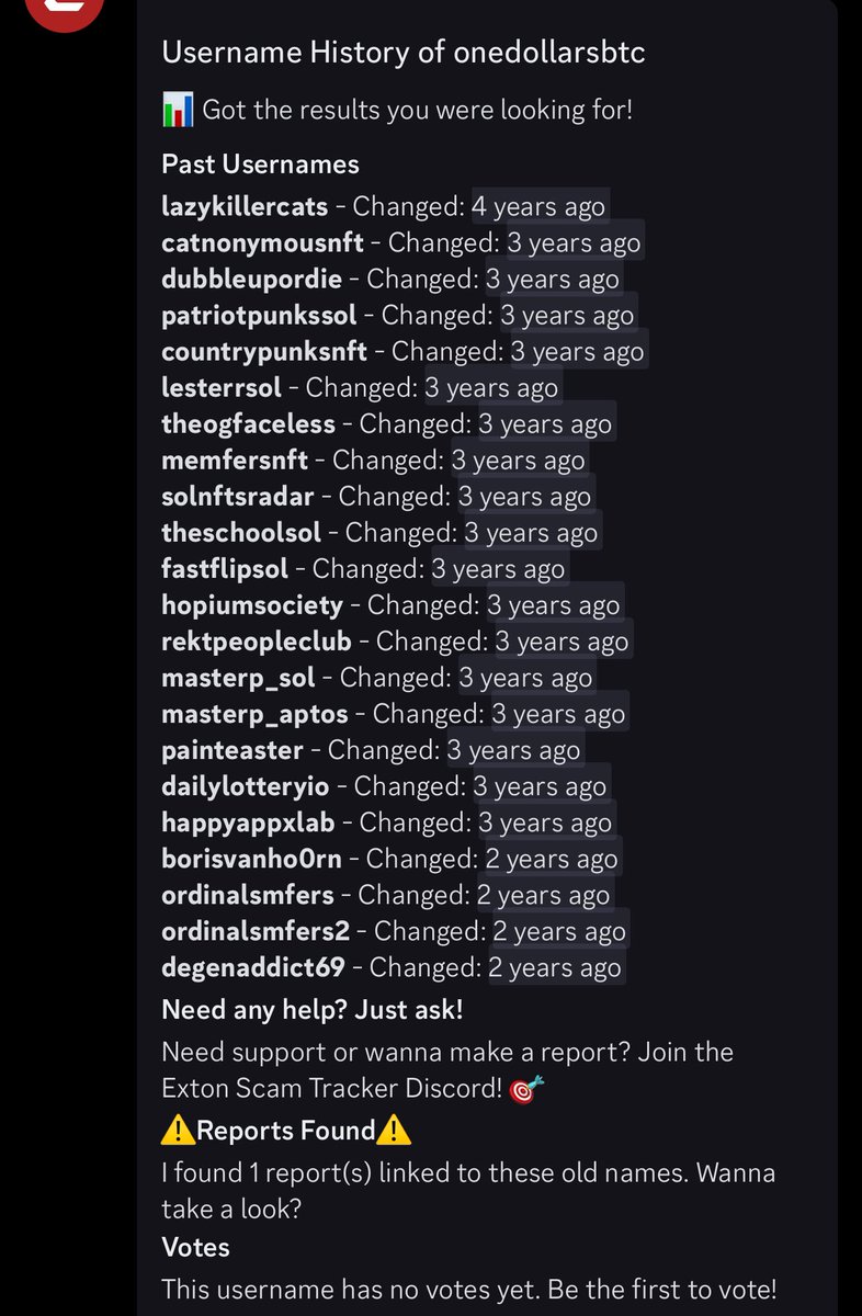 FKEDUPART's tweet image. Thanks to the tools in @taprootalpha I was able to find that @OneDollarsBtc has been recycling the same X account for 4 years on 100+ rugs!!
Whatever you do, don’t mint!! 🚩
They are trying to ride the wave of Cents to raise 1 bitcoin ($120k)
Too many pages to include here 💀