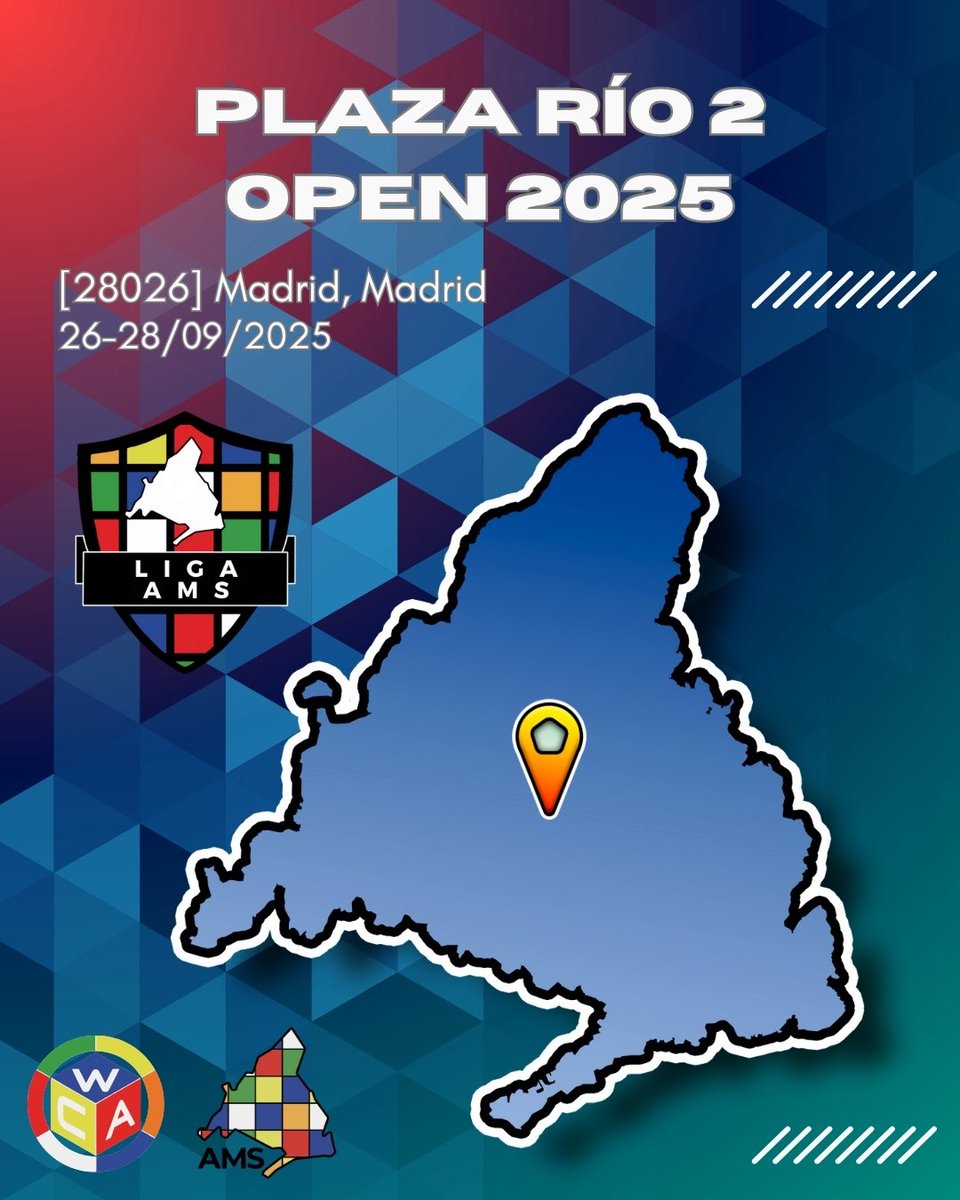 Nueva competición oficial y nuevo recinto en la ciudad de Madrid.
El Plaza Río 2 nos abre sus puertas para ofrecernos un grandioso evento de tres días de pura emoción.
Apertura del Registro: Lunes 28/07 a las 21:00 horas.
Mas información: 
worldcubeassociation.org/competitions/P…