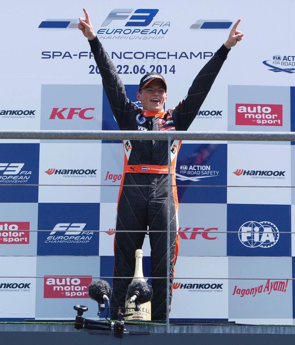 F1GuyDan's tweet image. π History Lesson: Max Verstappenβs first time ever racing at Spa was in F3 in 2014.
Max won all 3 races at the track. It was the first time that season a driver won all 3 races in a weekend.
Been dominant there for while.