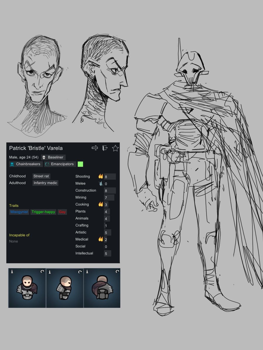 twt_savadava's tweet image. I've started a new Rimworld run and thought I'd sketch some of my new pawns for fun