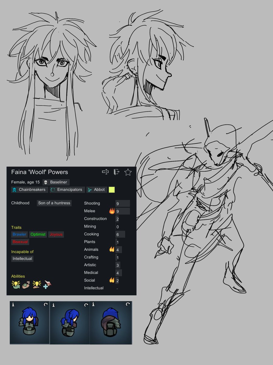 twt_savadava's tweet image. I've started a new Rimworld run and thought I'd sketch some of my new pawns for fun