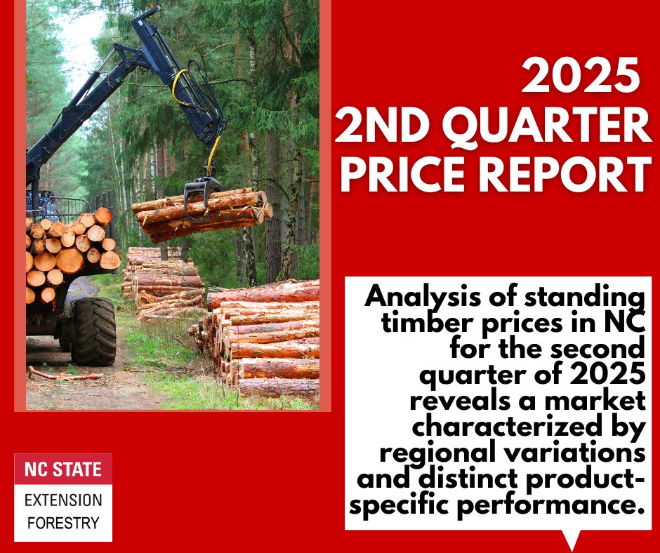 Analysis of standing NC timber prices for the 2nd quarter of 2025 reveals a market characterized by regional variations &amp; product-specific performance.
The Western NC market generally trended upward while the Eastern NC market did not perform as favorably.
forestry.ces.ncsu.edu/2025/07/north-…