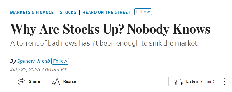 dlacalle_IA's tweet image. This is so typical. "Nobody"? Markets know.
Ignoring strong macro, earnings and inflation figures because the fear-mongering narrative must be preserved.