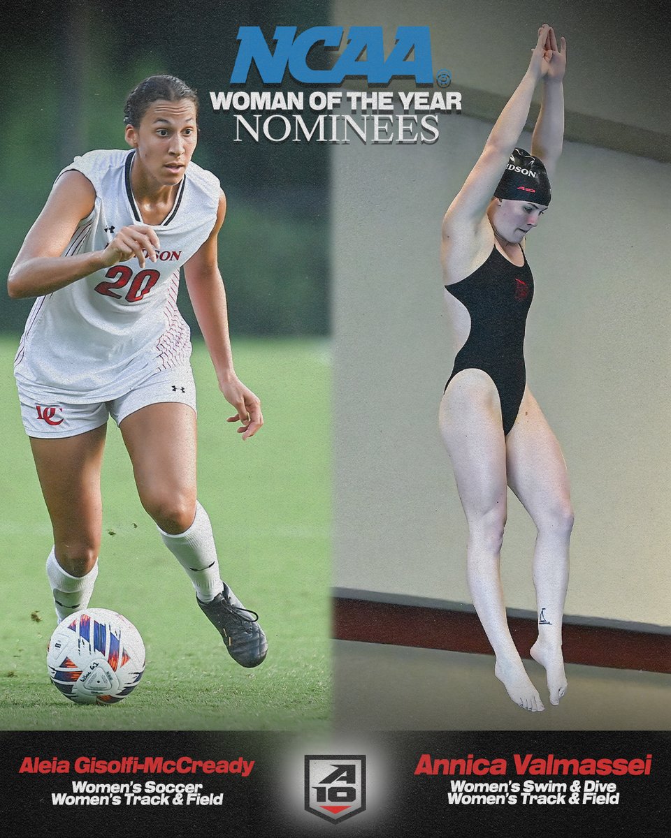 DavidsonWildcat's tweet image. Davidson multi-sport athletes Aleia Gisolfi-McCready and Annica Valmassei have been nominated by the @atlantic10 for the NCAA Woman of the Year Award‼️
@DavidsonWSoc @Cats_SwimDive @Davidson_XCTF
📰 bit.ly/4lAO0Ta