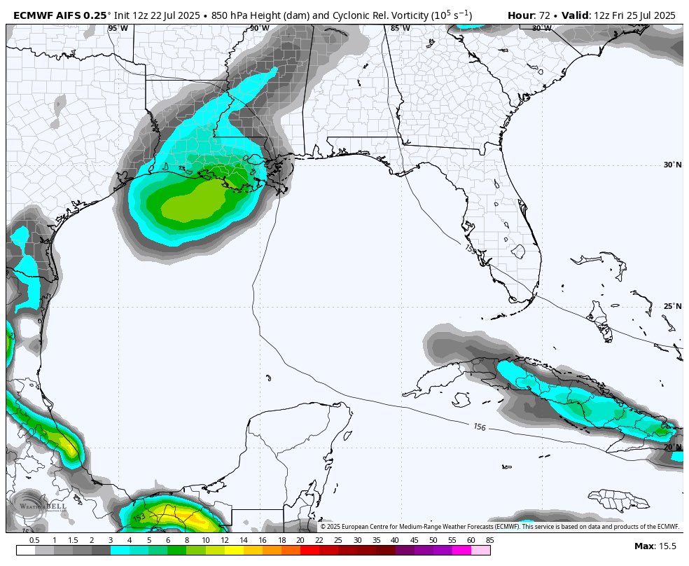 tommyhousewx's tweet image. Closely monitoring an area of potential tropical low development in the coming days.
Ensembles remain optimistic about at least low pressure formation later this week, which could bring heavy rainfall to states like Louisiana and Texas.
