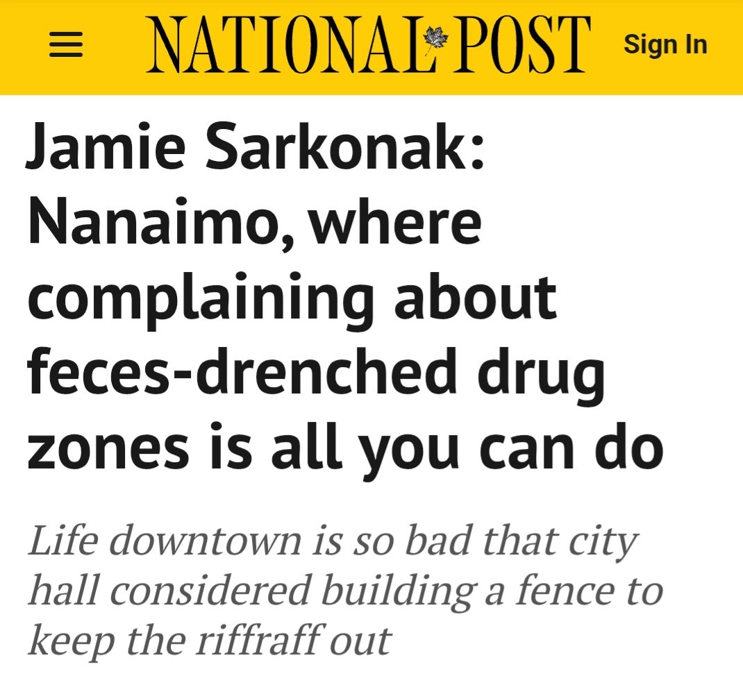 elenoresturko's tweet image. Unless the CDSA is enforced, there is no deterrent for public drug use.
@NikiSharma2 if you want to restore order & public safety, you must lift the ban on charge approvals for possession and use drug courts to compel people to services.
nationalpost.com/opinion/jamie-…