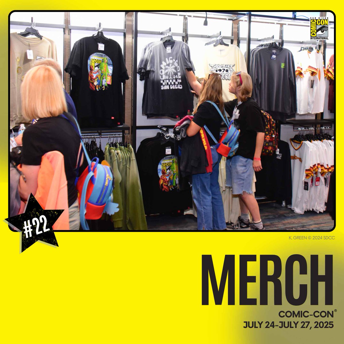 Comic_Con's tweet image. Looking to rep Comic-Con 2025 in style? If you missed the online order window, you can still pick up your gear in person at the Marriott Marquis in Pacific Ballroom 23-26. From tees to hoodies, check the hours and stop by! bit.ly/3TSPNH3
