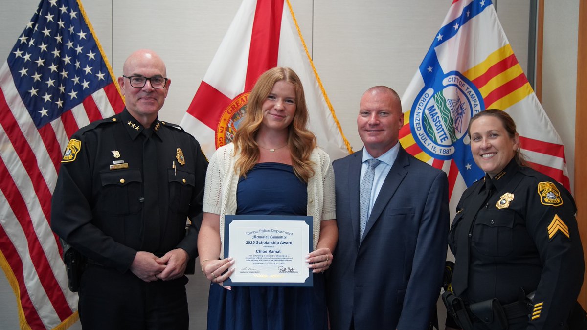 TampaPD's tweet image. The Tampa Police Memorial Committee proudly awarded scholarships to the children of local law enforcement professionals. These awards support their pursuit of higher education and honor the service and sacrifice of those who protect our communities.