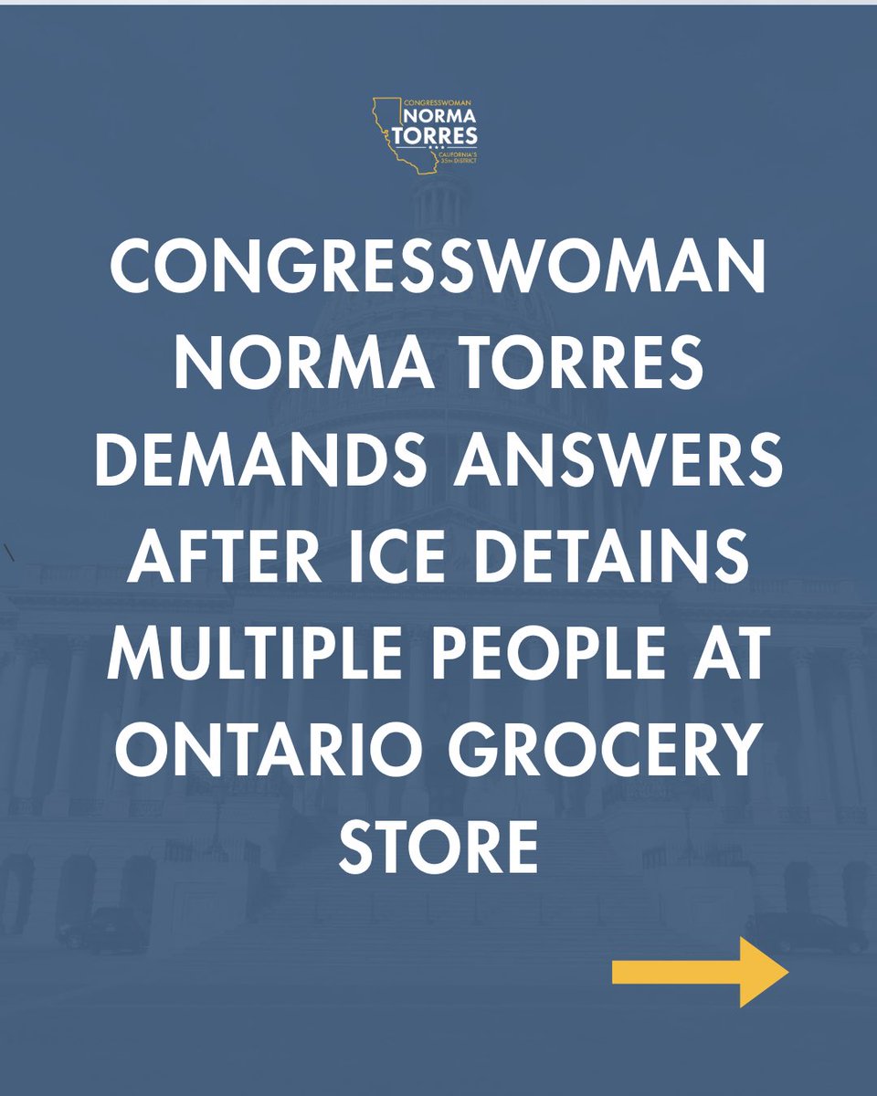 NormaJTorres's tweet image. ICE detained multiple people at a Stater Bros in Ontario. My team was on site to help and received information that agents accessed employee-only areas without a warrant. Store management told us to "take it up with corporate."
This is unacceptable. Read my statement demanding…
