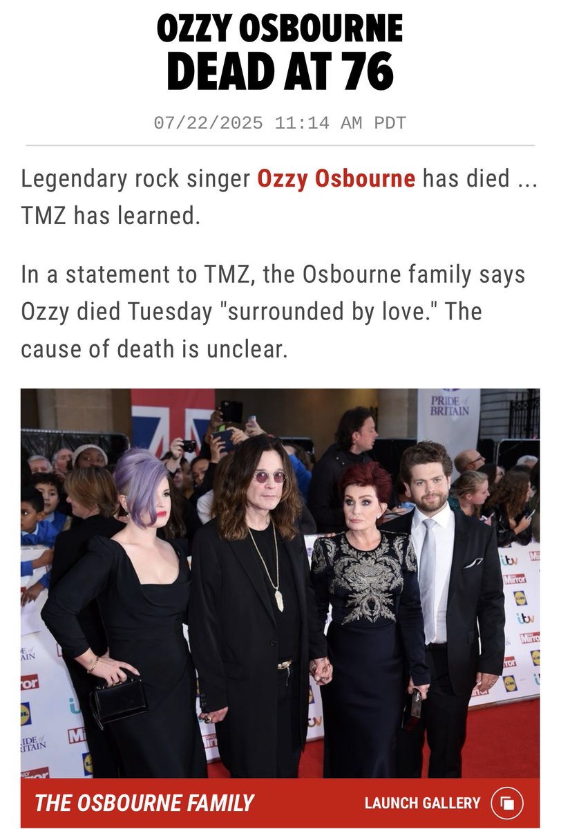 Shellsyeah81's tweet image. My daughter was just saying she wanted to go see him in concert.
Ozzy took that “Crazy Train” to heaven… what a life he lived.
What a ride! RIP Ozzy! 🙏🏼🕊️