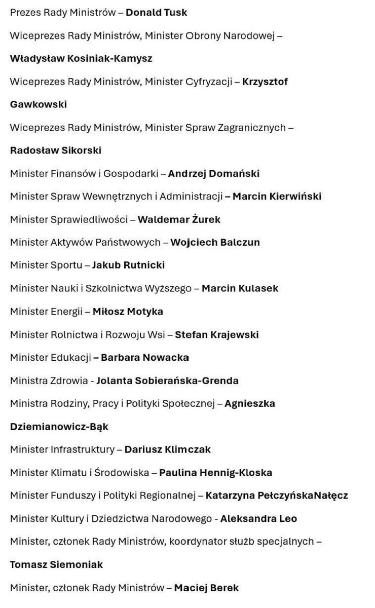 Sluzby_w_akcji's tweet image. Minister Marcin Kierwiński wraca do MSWiA, minister Tomasz Siemonik zajmie się służbami specjalnymi.
Rekonstrukcja rządu. Podkreślamy, że to nieoficjalna lista, która krąży wśród dziennikarzy.