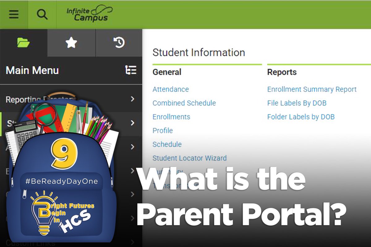 The Infinite Campus Portal (also known as the “Parent Portal”) is a web-based program that provides parents and guardians the ability to view academic information for their student(s). The Parent Portal also allows families to update contact information, request transportation,