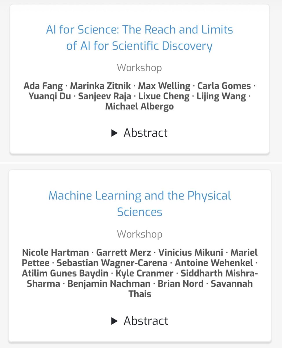 cgeorgiaw's tweet image. feeling extremely optimistic about the number of @NeurIPSConf workshops on AI 4 science
truly something for everyone