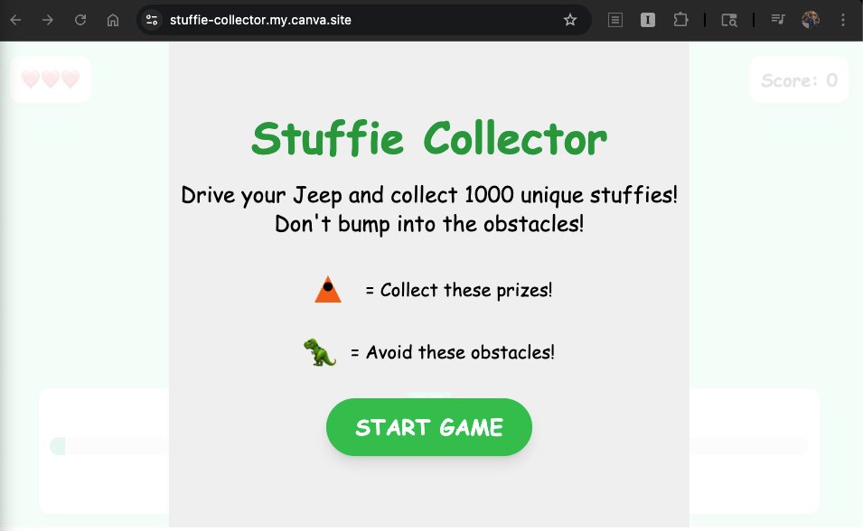 krishnanrohit's tweet image. 7yo built a game for the 4yo to play. You have to drive a jeep to collect stuffies, and avoid dinosaurs.