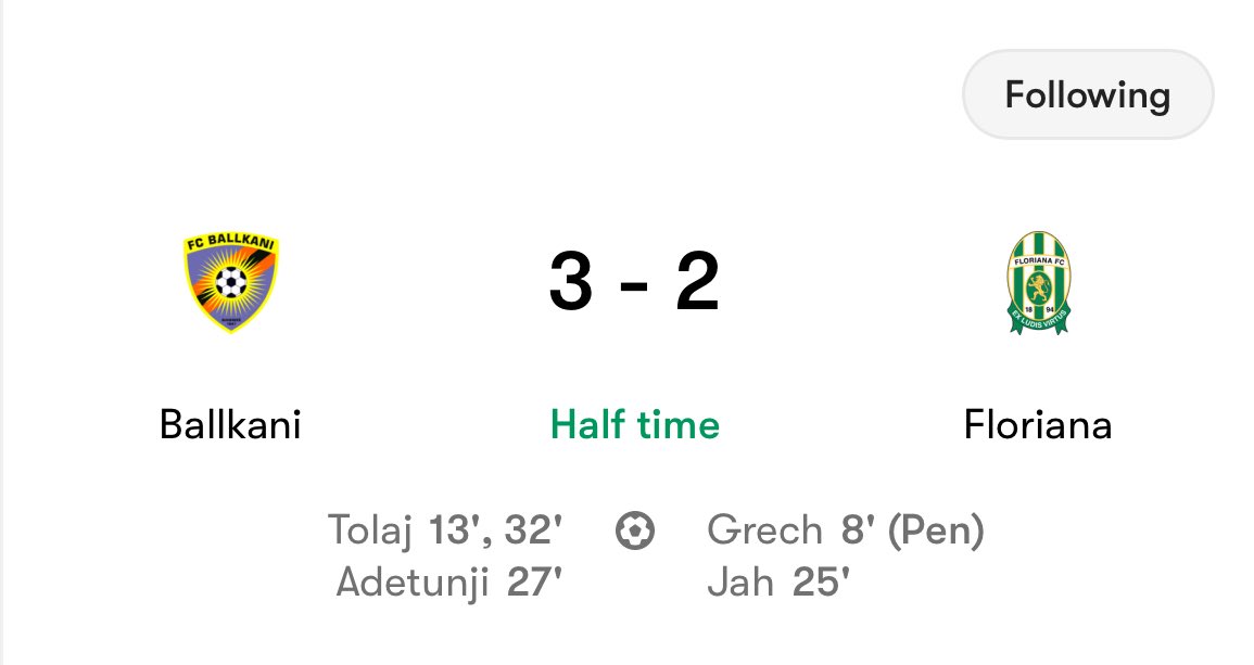SweeperPod's tweet image. 🇽🇰 It’s all happening at Ballkani v Floriana in the Conference League.
Five first half goals and now there’s a power cut in Pristina turning all the lights out at the Fadil Vokrri Stadium!