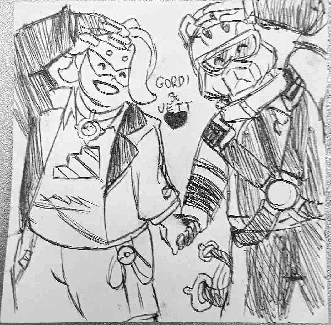 TWScatterbug's tweet image. Big shoutout to my friend @/nenufaerii who blessed me with this quick drawing of my two best boys! I&apos;ve never seen them together before, ahhhhhhh, look at them! Gordie &amp;amp; Jett would be besties for sure~