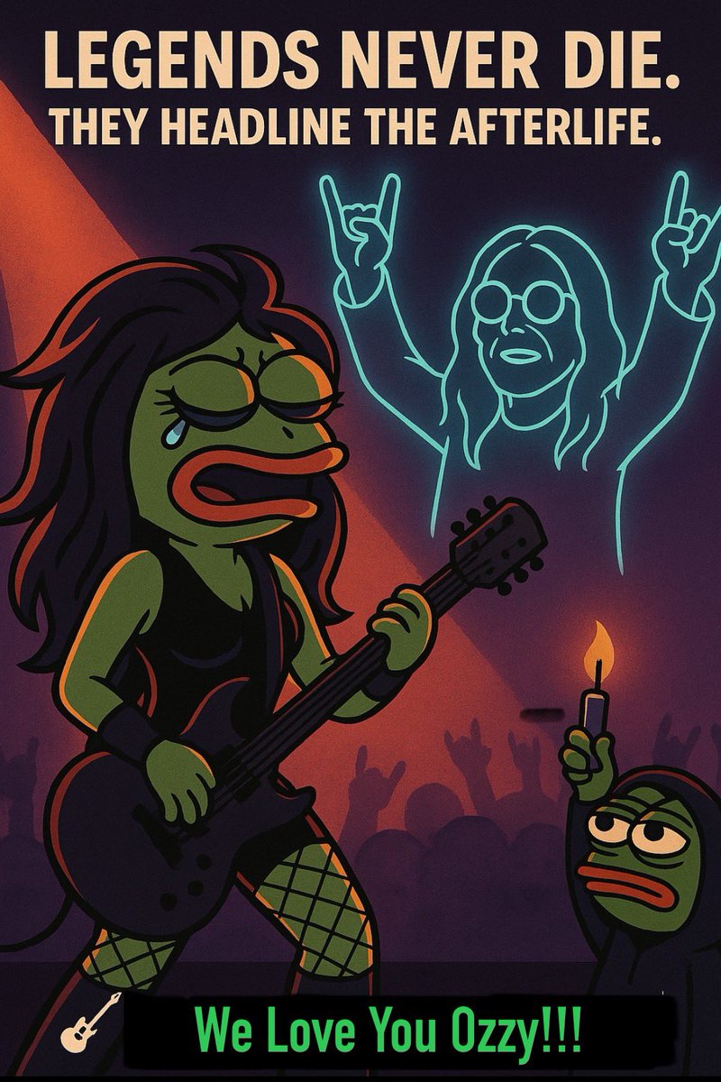 CryptoJomey's tweet image. “Ozzy Forever” 🎸🕯️

Legends never die.
They headline the afterlife.
🎸🕯️

WE LOVE YOU OZZY! ROCK ON!!🤘🎸 

#Ozzy #CryptoConcert #GYATT #Memecoin #CryptoArt #RockOn
@OzzyOsbourne @CryptoPepe69 @GyattGotSol