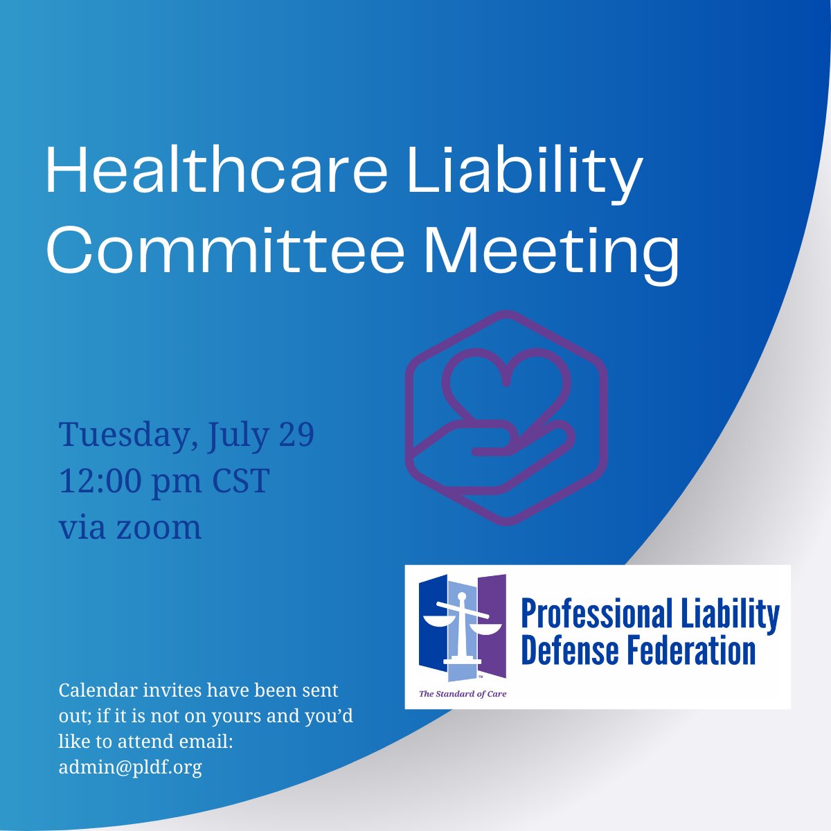 PLDF1's tweet image. Join us next week for the PLDF's Healthcare Liability Committee Meeting!