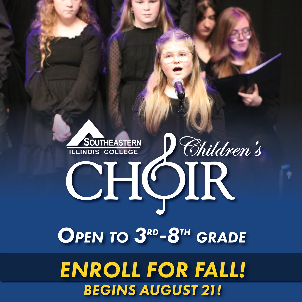 Southeastern Illinois College (@sic_edu) on Twitter photo Got a 3rdβ8th grader who loves to sing? πΆ
Enroll now in the SIC Childrenβs Choir β a fun & welcoming experience led by Hannah Nance!
π
Starts Aug. 21 | Thurs. 6:30β7:30 PM
π§ music@sic.edu Got a 3rdβ8th grader who loves to sing? πΆ
Enroll now in the SIC Childrenβs Choir β a fun & welcoming experience led by Hannah Nance!
π
Starts Aug. 21 | Thurs. 6:30β7:30 PM
π§ music@sic.edu