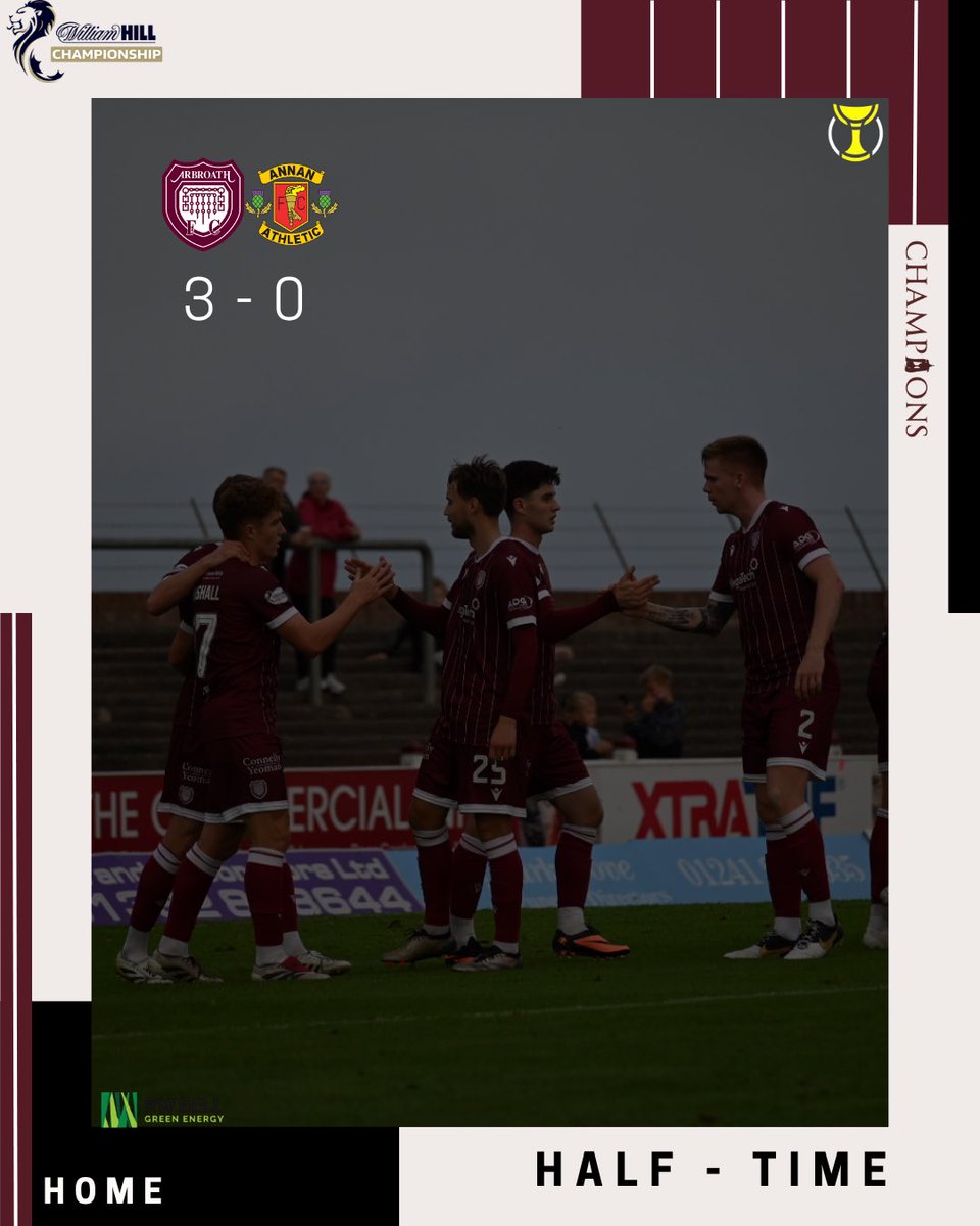 ArbroathFC's tweet photo. 𝐇𝐚𝐥𝐟 - 𝐓𝐢𝐦𝐞

It’s a hat trick for Pettifer as his three clinical finishes see us lead at the break. 

#ArbroathFCLive #MonTheLichties #Resurgence https://t.co/0zHLJJBpMX