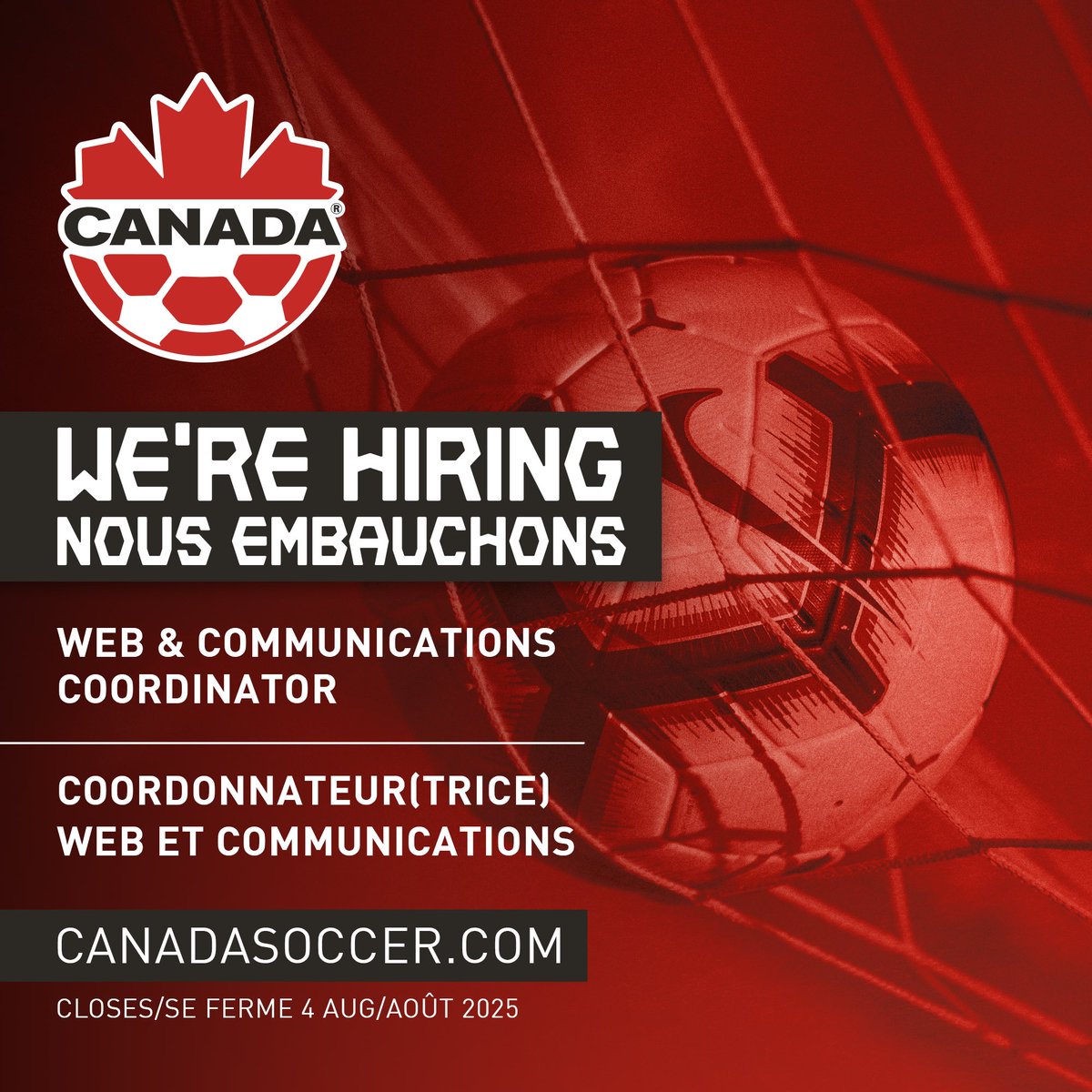 CanadaSoccerEN's tweet image. Want to join our team?
We’re in search of a Web & Communications Coordinator!
More Information: canadasoccer.com/wp-content/upl…
