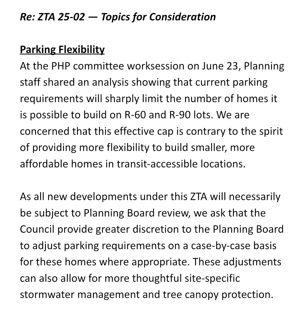 cmkisicki's tweet image. Regarding parking: we at @betterDCregion have recommended greater flexibility to reduce parking reqs in this ZTA—current reqs would greatly restrict number of units possible on smaller lots. More flexibility is also better for stormwater management + tree coverage