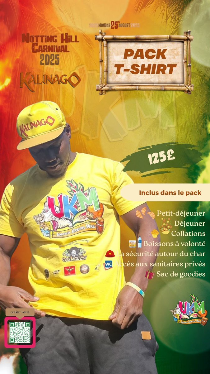 KreyolMas's tweet image. Ton package tshirt pour le carnaval de Notting Hill à Londres c'est avec UKM qu'il faut le prendre. la seule équipe officielle représentant les caraïbes francophones ✊🏿
unitedkreyolmas.playmas.app/events/carnava…
#UKM
#UnitedKreyolMas
#NHC2025
#NottingHillCarnival2025