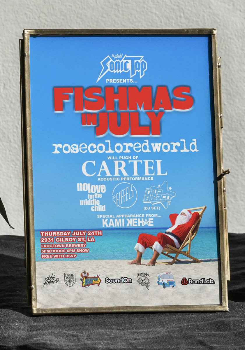 The Eiffels perform at the official <a href="/VansWarpedTour/">Vans Warped Tour</a> Pre-Party! @idobRadio’s SonicTap presents Fishmas in July: Los Angeles 7/24 at <a href="/FrogtownBrewery/">Frogtown Brewery</a> 5pm! Show is now at capacity! Stoked for the show with @TheRCWofficial @WillPug <a href="/NoLoveForThe/">Middle Child</a> @KamiKehoe @DivaBleach &amp; more!
