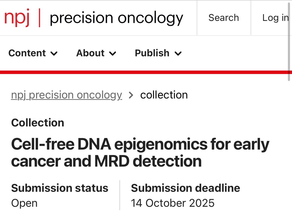 aadel_chaudhuri's tweet image. We’ve extended our submission deadline for the @Nature_NPJ Precision Oncology special issue to Oct 14, 2025. Feel free to message me directly. We’ve gotten some great submissions so far and would love to get more!
nature.com/collections/bb…