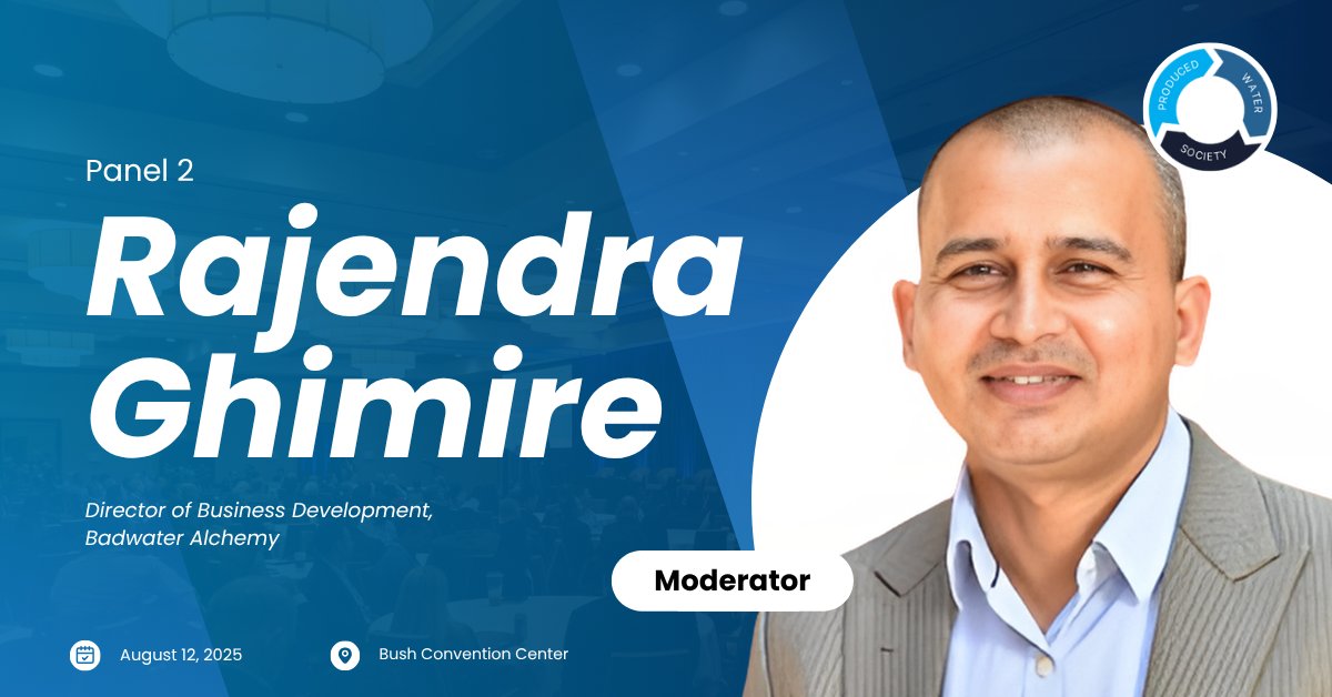_producedwater's tweet image. 🎤 Moderator Spotlight: Rajendra Ghimire

Panel 2: Ownership and Valorization

🔗 Registration: event.fourwaves.com/pwsmidland2025…
👉 Explore sponsorship packages now:
event.fourwaves.com/pwspermian2025…
🔗 Agenda: whova.com/embedded/event…