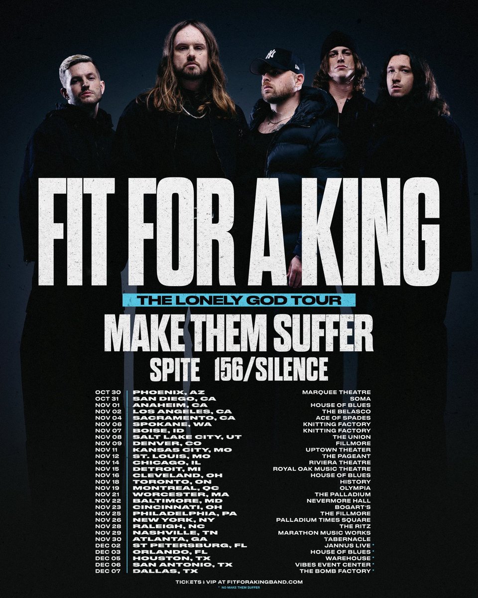 fitforaking's tweet image. Back to playing shows, while simultaneously getting to share the entirety of 'Lonely God' with you on the same day has us incredibly stoked. AUGUST 1ST.
Limited VIP remain for select dates. Get your tickets at the 🔗 in bio.