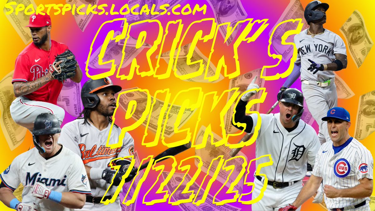 Crickett1414's tweet image. Crick's Picks: MLB - 7/22/25
Well we took it "on the chin" a little bit yesterday Folks!! We found a few decent plus money winners, but I may have tried to get "too cute" in a couple spots!! It happens, but I know better than to go against my gut so I probably got what I…