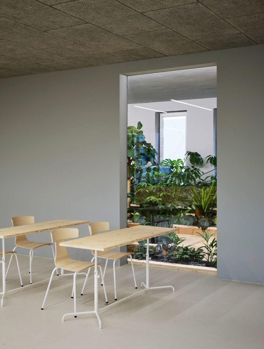 dezeen's tweet image. Zeller & Moye embed plants throughout German office: dezeen.com/2025/07/22/zel…