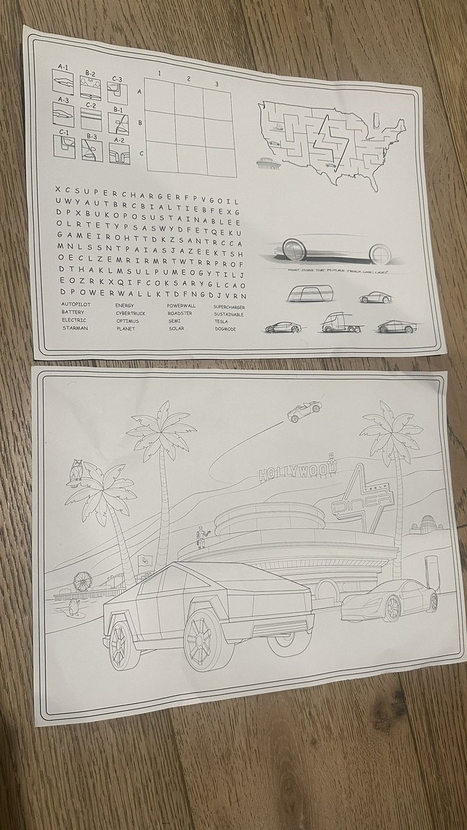 ItsKimJava's tweet image. Wish I had my kids here with me. They have cutest coloring sheets. Taking these home for the kiddos as souvenirs! @Tesla
