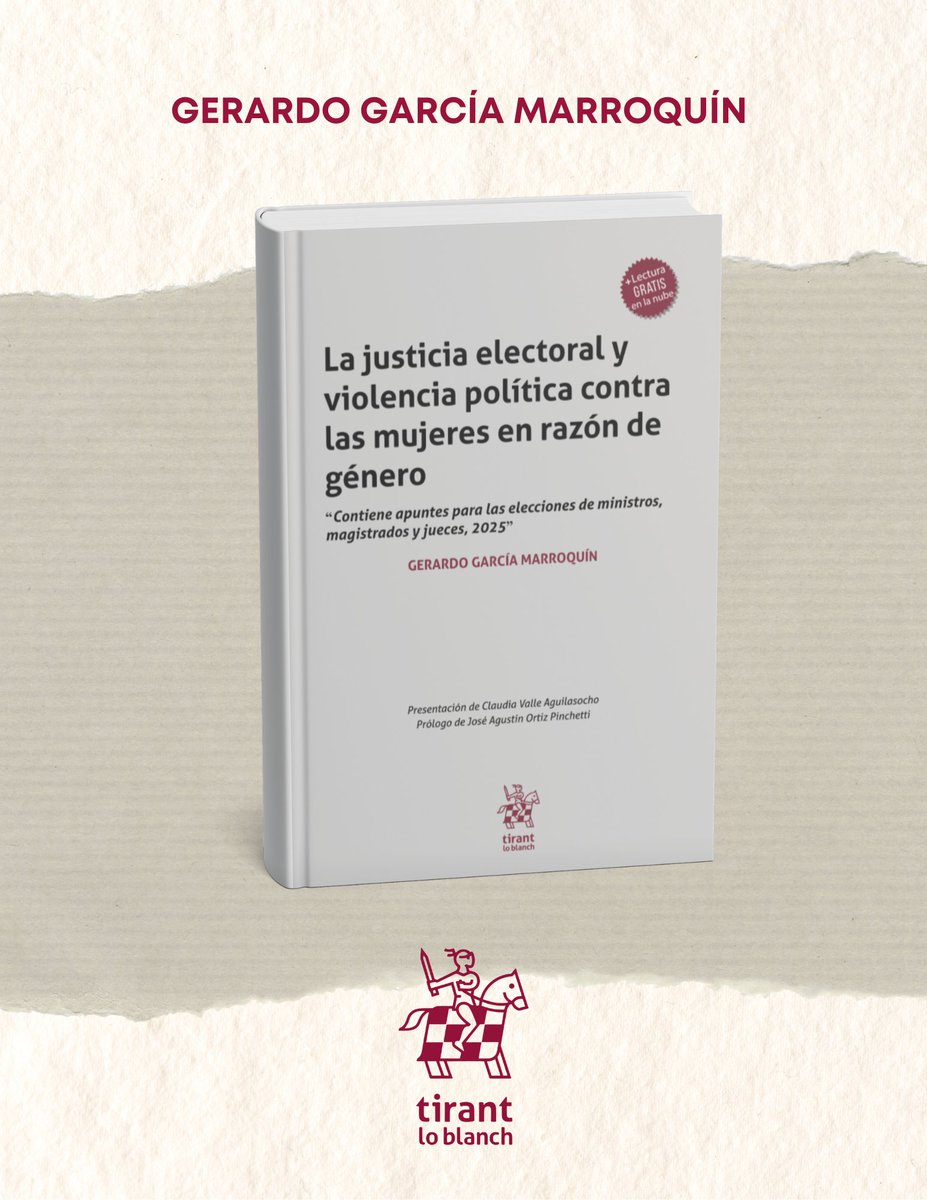 Gerardo Marroquín. 🗳️ ⚖️ (@marroquin_ger) on Twitter photo Con gran satisfacción, les informo que mi libro "La justicia electoral y la violencia política contra las mujeres en razón de género" ya se encuentra disponible a la venta en <a href="/Tirantmexico/">Tirant México</a>
editorial.tirant.com/mex/libro/la-j… Con gran satisfacción, les informo que mi libro "La justicia electoral y la violencia política contra las mujeres en razón de género" ya se encuentra disponible a la venta en <a href="/Tirantmexico/">Tirant México</a>
editorial.tirant.com/mex/libro/la-j…