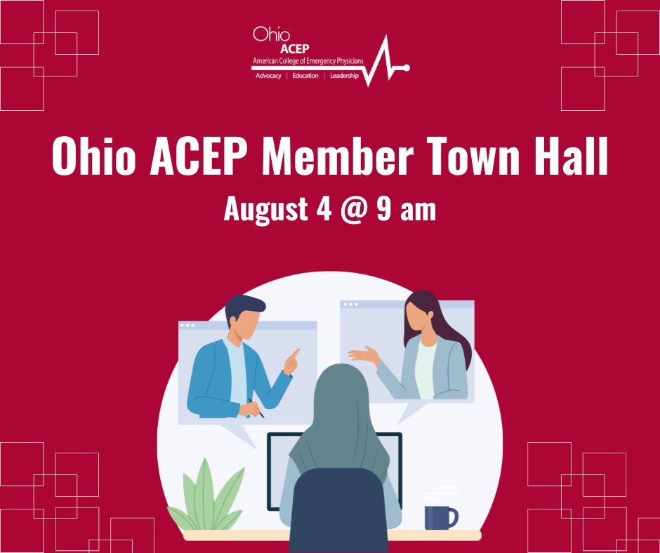 Join us for the Ohio ACEP Member Town Hall—an opportunity to hear updates, ask questions, and share your voice on the issues that matter most to you and the future of emergency medicine in Ohio.

Please register in advance. us02web.zoom.us/meeting/regist…