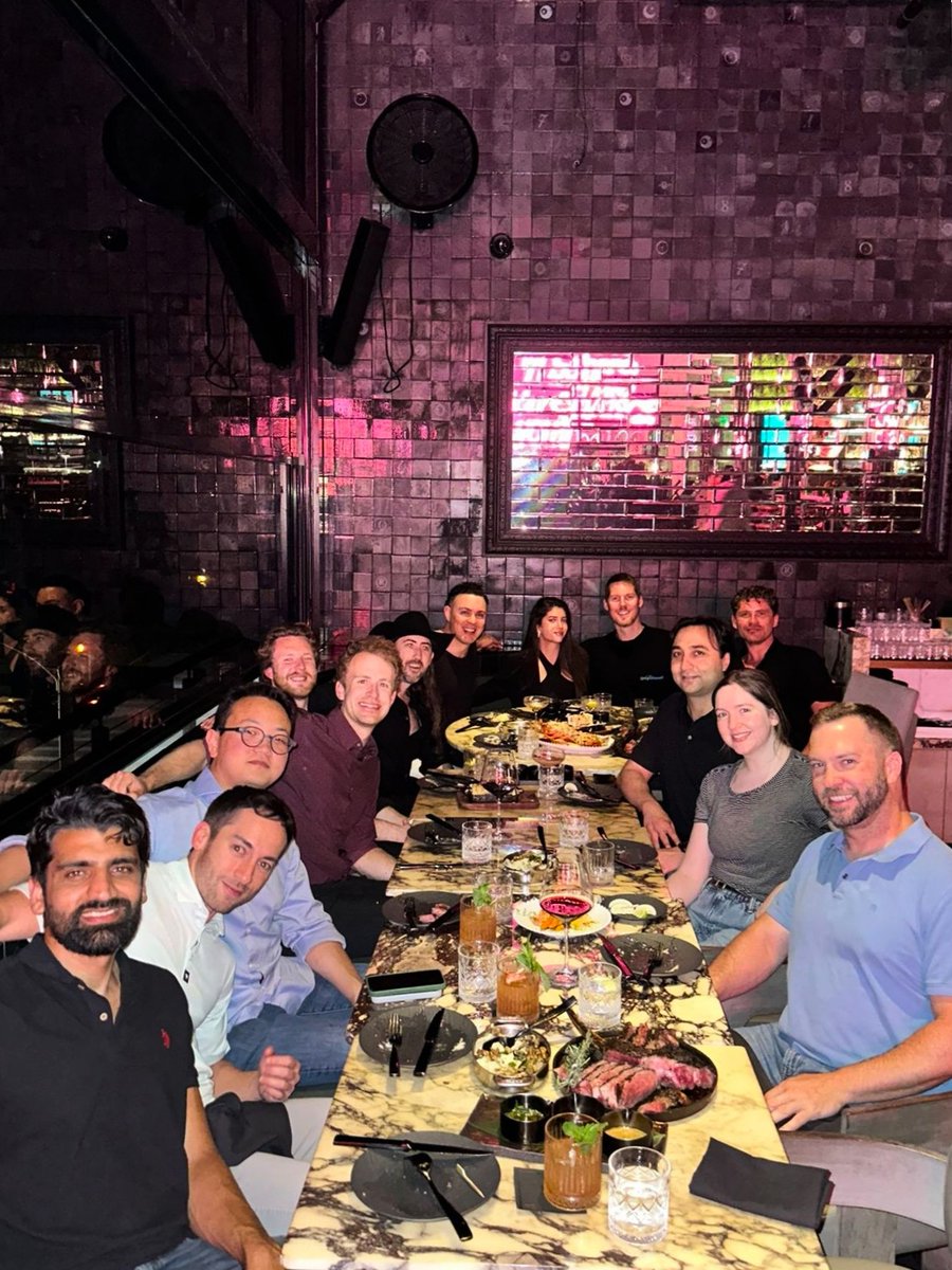 The Neuralink team celebrating their 2 new successful BCI implants (patients 8 and 9) at University of Miami this past weekend.

Per Matthew King of Vanquish Venture Partners, "All I did was pick a good restaurant 😂 All credit to Dr. Jordan Amadio and his Neuralink team!

Two