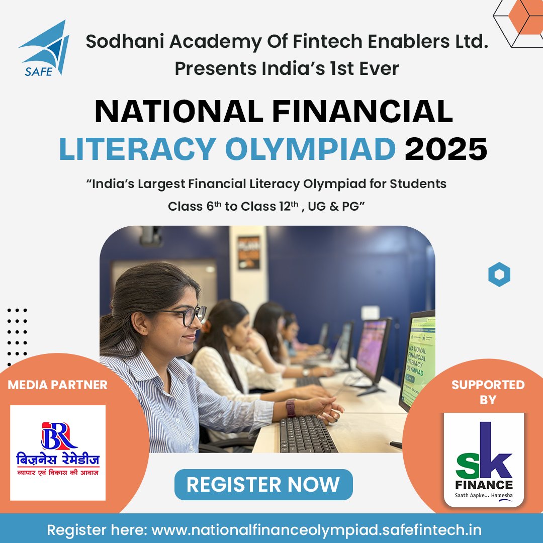 rajsodhani's tweet image. π Your child knows what Ο isβ¦ but not what a PAN card is.
Itβs time we fix that.
π§ πΈ The National Financial Literacy Olympiad (NFLO) is here!
Open for Class 6 to 12, UG & PG students.
π Prizes. Recognition. Real-world money skills.
π Register now: nationalfinanceolympiad.safefintech.inβ¦