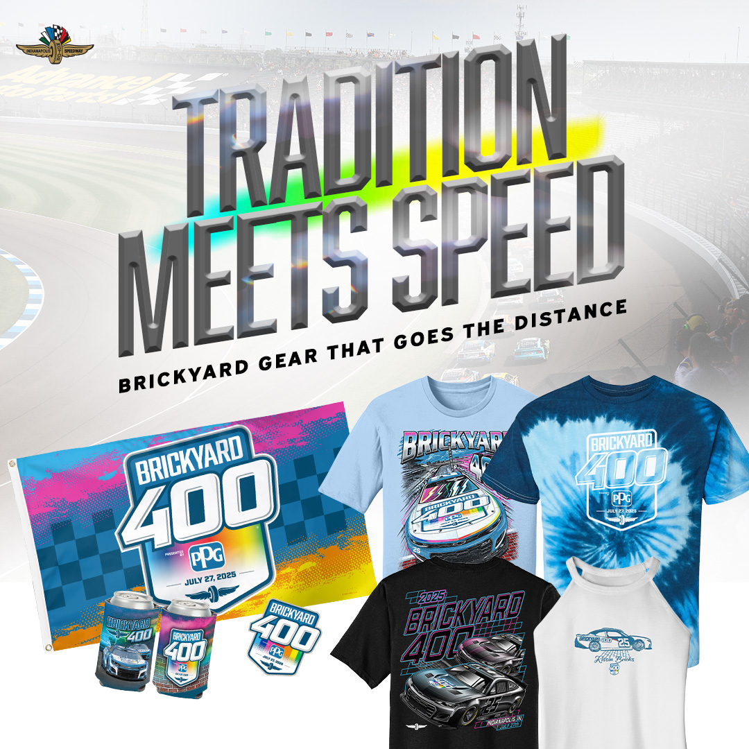 IMS's tweet image. Gear up for the #Brickyard400 🛍️
Shop this year's official merchandise before #NASCAR returns to IMS!
🔗 >>> bit.ly/46eTCxQ