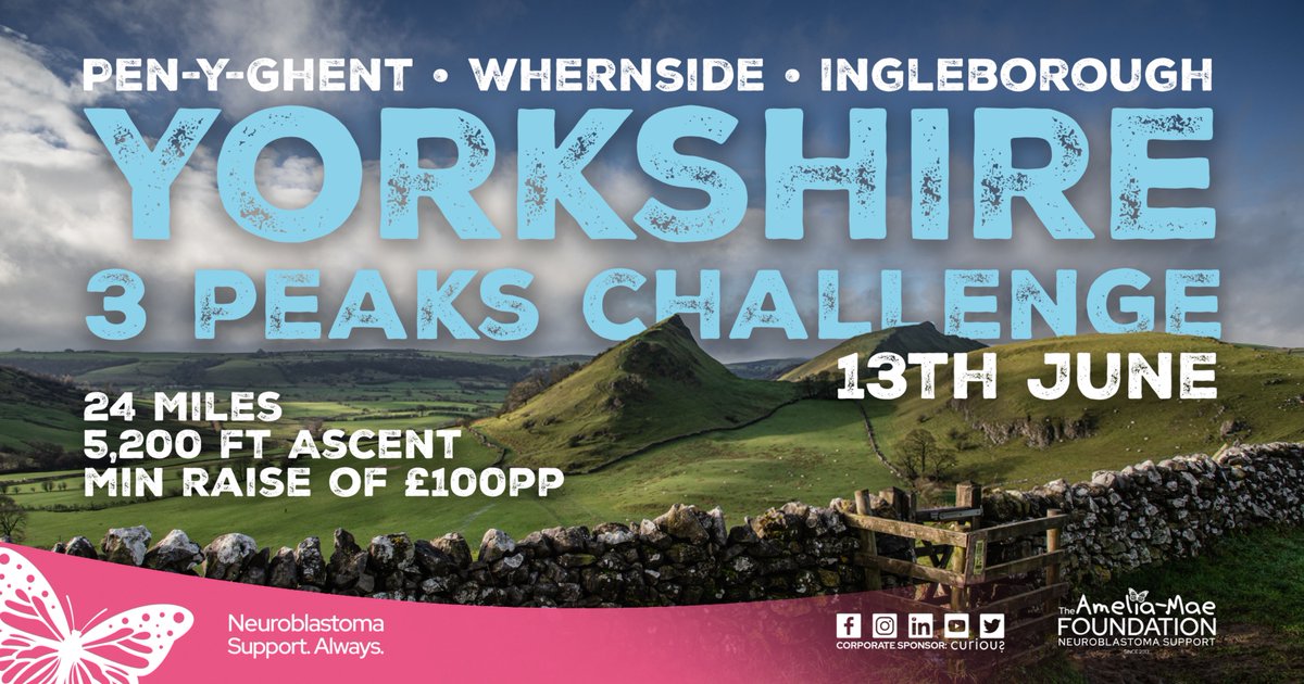 🗓️ SAVE THE DATE: 13th JUNE 2026
We're taking on the Yorkshire 3 Peaks Challenge for children battling #neuroblastoma 💜
🥾 24 miles
⛰️ 5,200ft ascent
🎯 £100 min fundraising pp

Join us. Push yourself. Change lives.
📍 Pen-y-Ghent | Whernside | Ingleborough
👇 Sign up &amp; info