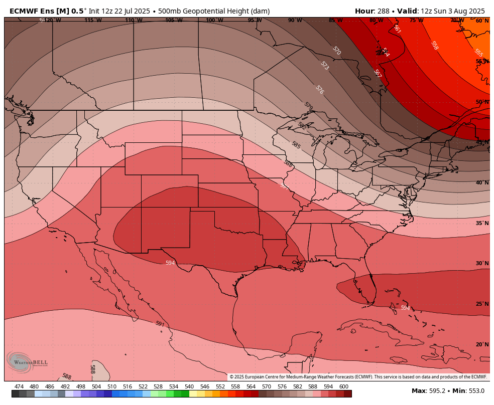 SCweather_wx's tweet image. Medium to long range pattern continues to look very hot to round off August. Only areas that look to dodge the worst of the heat is the Northeast where dips in the jet will allow for cool downs.
As we get a few days into August, maybe the ridge gets beat down enough for some…