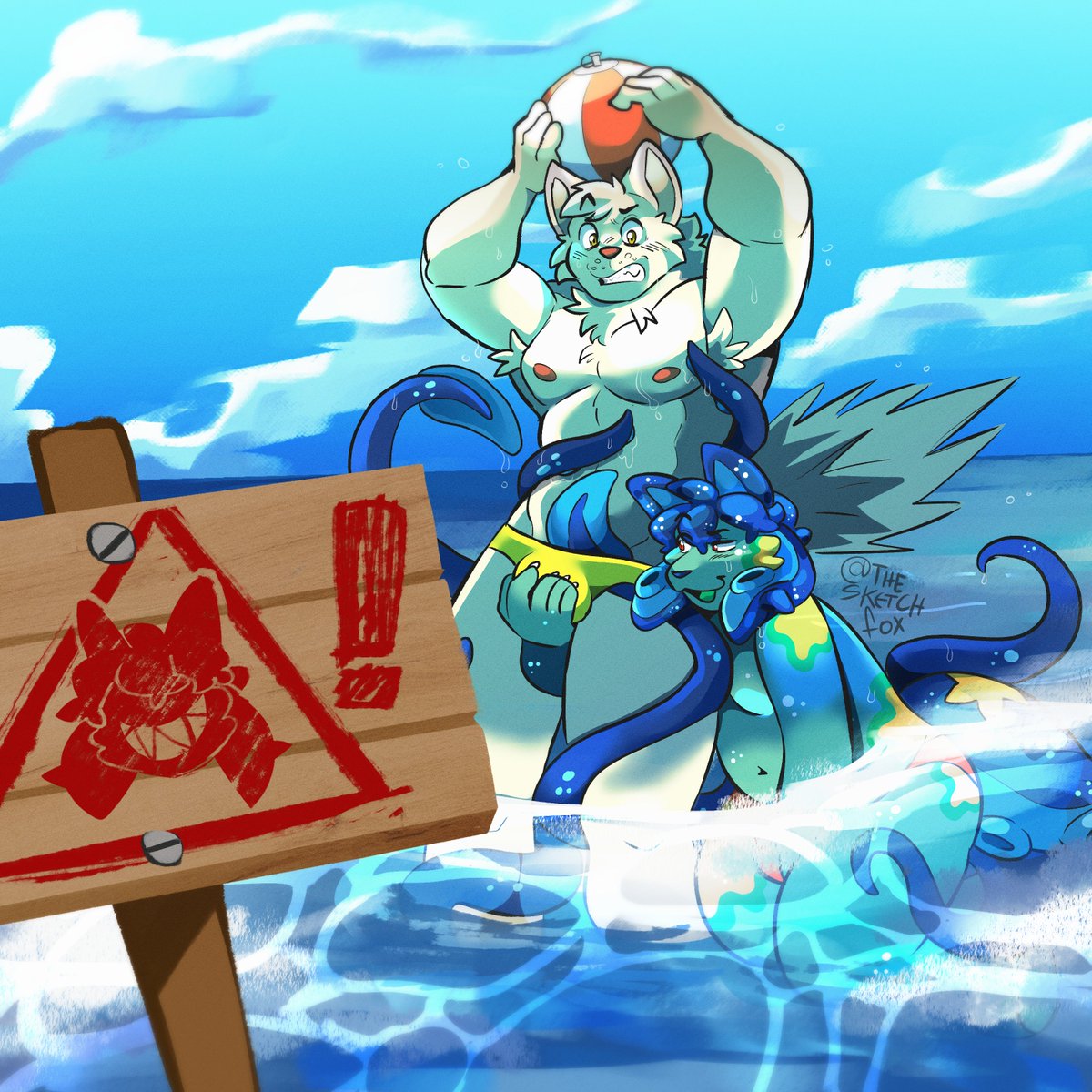 TheSketchFox's tweet photo. DON'T SWIM RISK OF SQUID!
commish for annon https://t.co/Nht0qrSlEi