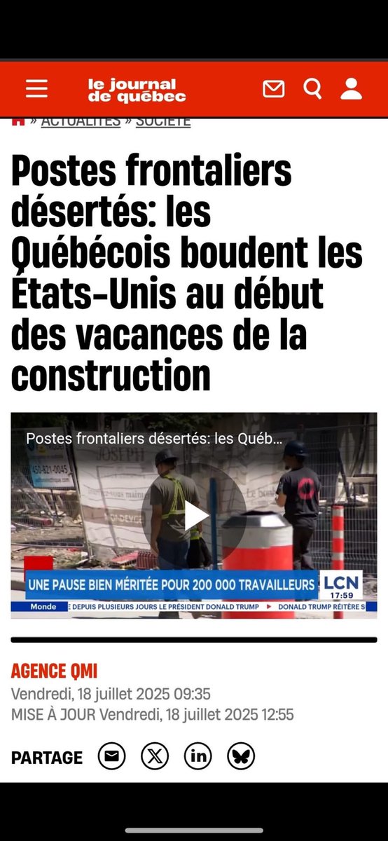 Librechoix99's tweet image. 🔴 18 juillet : « Postes frontaliers désertés, les Québécois boudent les États-Unis. »
🔴 19 juillet : « Les Québécois partent en vacances aux États-Unis malgré les tensions avec Trump. »
SACREMENT. Décidez-vous.
Y vont-tu ou y vont pas!?
Crisse que les médias nous prennent…