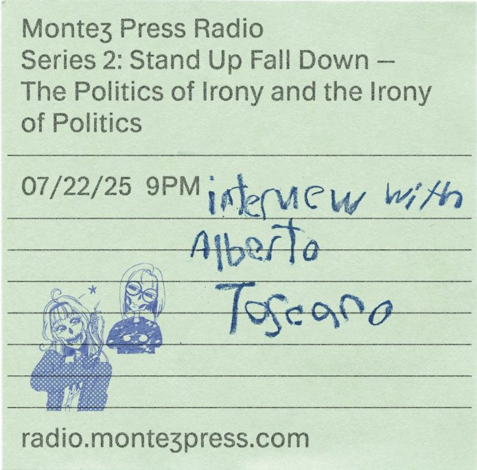 The Bad Side (@_thebadside) on Twitter photo For our program, now live at <a href="/montez_radio/">Montez Press Radio</a>:
An interview with the philosopher Alberto Toscano (<a href="/Alberto63137378/">Alberto Toscano</a>) about his two most recent books: the first an analysis of the resurgent right, the second a diagnosis of the contemporary left. For our program, now live at <a href="/montez_radio/">Montez Press Radio</a>:
An interview with the philosopher Alberto Toscano (<a href="/Alberto63137378/">Alberto Toscano</a>) about his two most recent books: the first an analysis of the resurgent right, the second a diagnosis of the contemporary left.