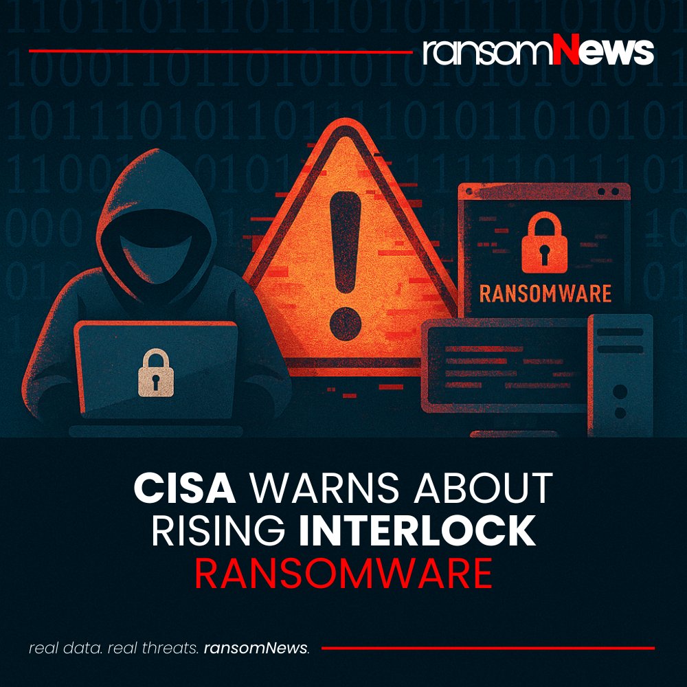 ransomnews's tweet image. 🚨 CISA &amp;amp; FBI warn of rising Interlock ransomware

#Interlock ramps up double extortion attacks on #healthcare.

Unique tactics: drive-by downloads &amp;amp; FileFix social engineering. Recent hits: DaVita &amp;amp; Kettering Health. MFA, DNS filtering, &amp;amp; ICAM urged.

#ransomNews #CyberSecurity…